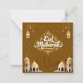 Cartão De Notas Saudações cinzas de Eid Mubarak fofas