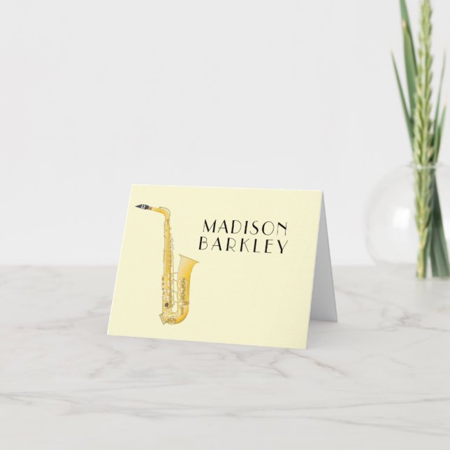 Cartão De Notas Saxophone Musician Band Teacher Note Card (Frente)