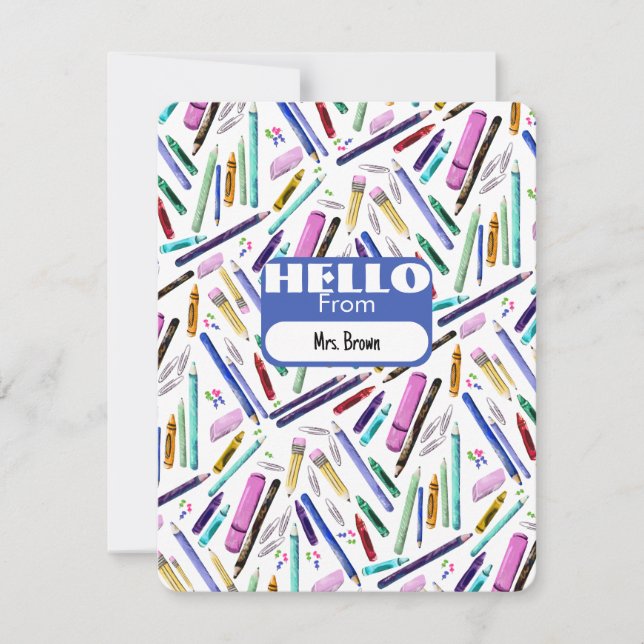 Cartão De Notas School supplies pattern (Frente)