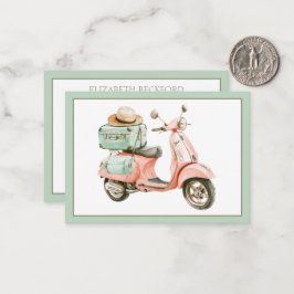 Cartão De Notas Scooter Costeiro Rosa e Aqua Fofo