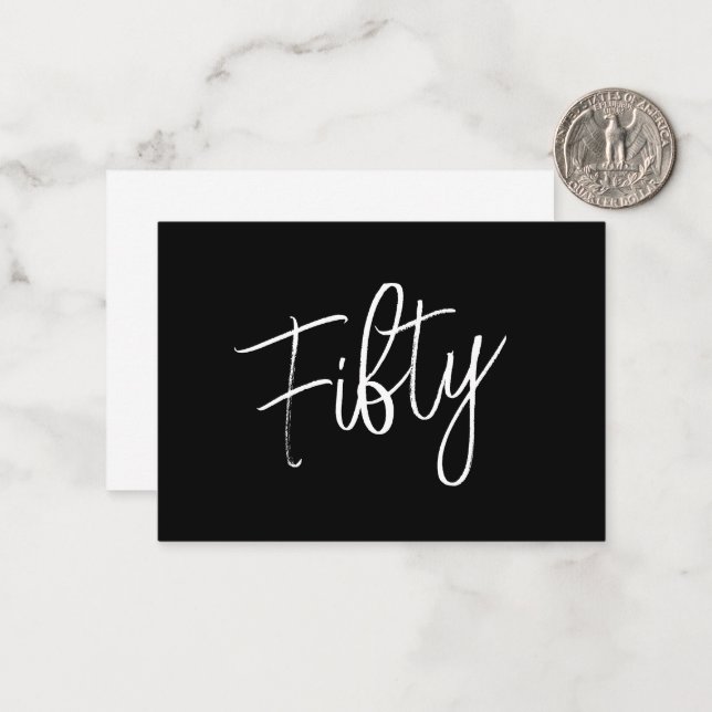Cartão De Notas Script 50th Birthday Black (Frente/Verso In Situ)