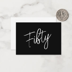 Cartão De Notas Script 50th Birthday Black