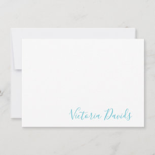 Cartão De Notas Script de Assinatura Personalizada Azul do Oceano