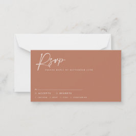 Cartão De Notas Script de casamento moderno terracotta rsvp