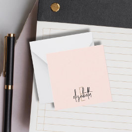 Cartão De Notas Script Dourado Rosa do Nome do Monograma Elegante