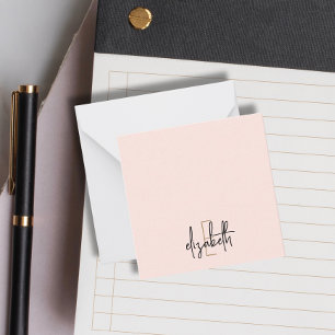 Cartão De Notas Script Dourado Rosa do Nome do Monograma Elegante