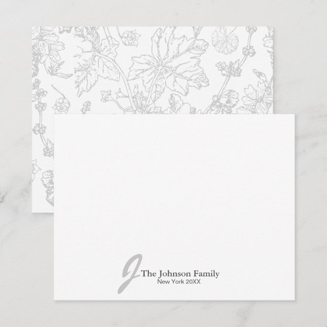 Cartão De Notas Script Elegante do Nome do Monograma da Família Pe (Frente/Verso)