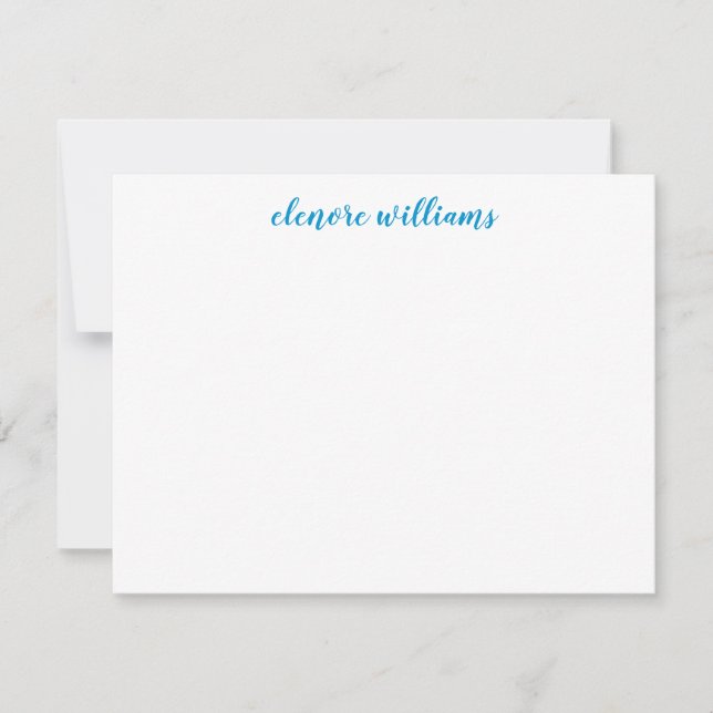 Cartão De Notas Script Elegante Moderno de Pré-Disquete Azul Light (Frente)