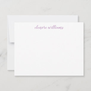 Cartão De Notas Script Elegante Moderno e Moderno da Lavanda Roxo-