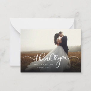 Cartão De Notas Script Elegante Simples e Casamento Fotográfico Ob