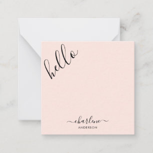 Cartão De Notas Script Hello Modern Girly Rosa Pink