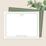 Cartão De Notas Script inicial de carta da família Bonito verde<br><div class="desc">Este design apresenta uma borda dupla fina com espaço para um monograma/inicial de script bonito na parte superior e nome/texto na parte inferior. Clique no botão personalizar se quiser ajustar os elementos de design e/ou modificar o texto! Variações deste design, cores adicionais, além de coordenar produtos estão disponíveis em nosso...</div>