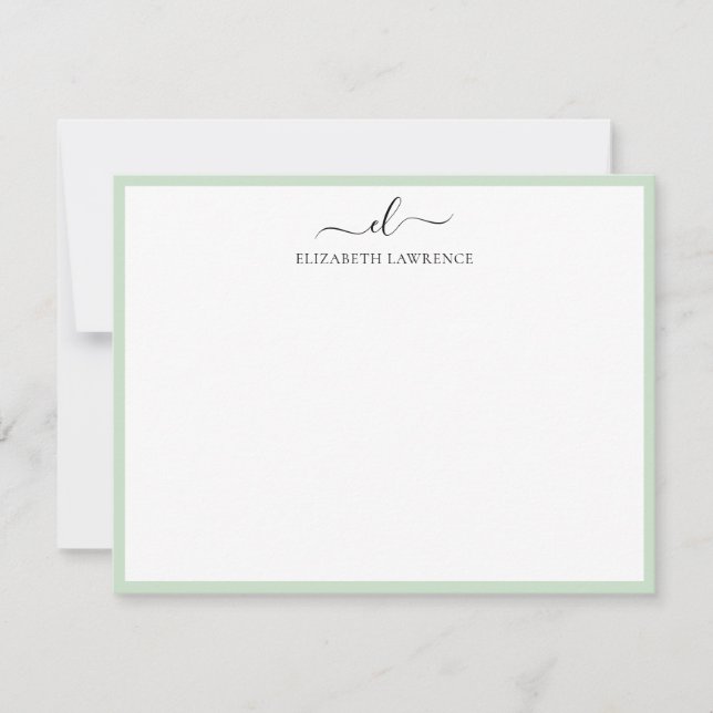 Cartão De Notas Script manuscrito elegante monograma (Frente)