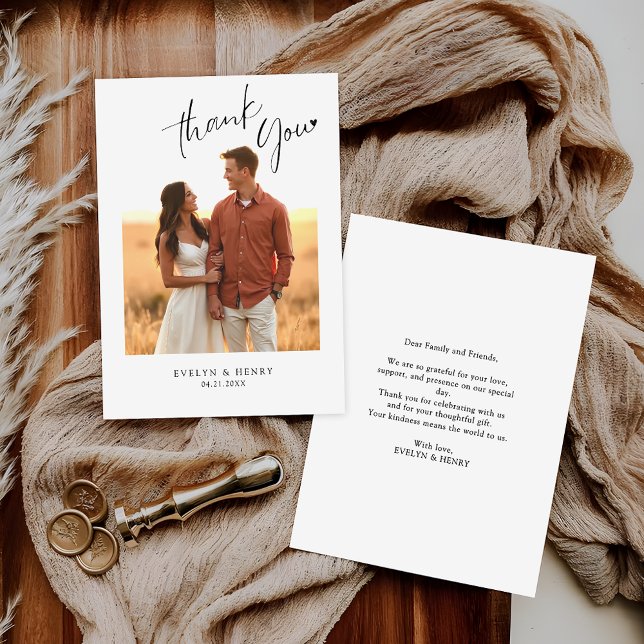 Cartão De Notas Script Manuscrito Mínimo De Orçamento Obrigado (Criador carregado)