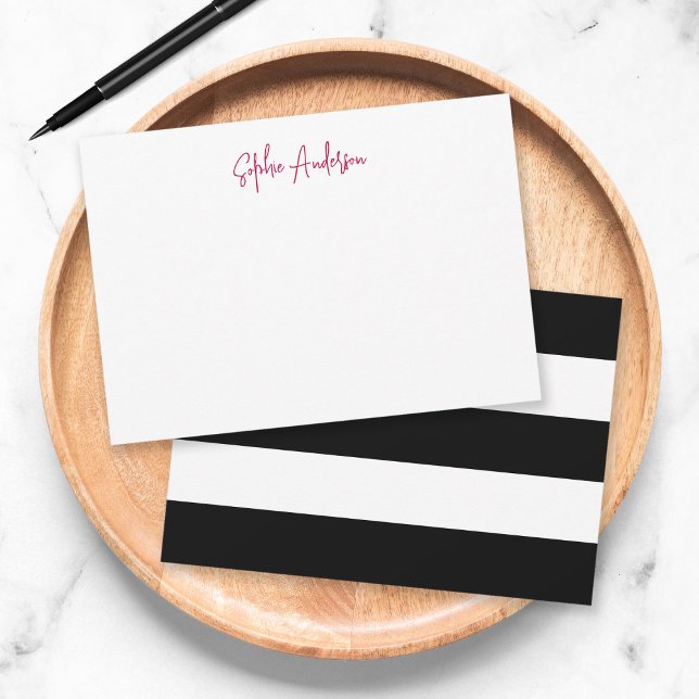 Cartão De Notas Script moderno com faixas brancas e cores personal (Criador carregado)