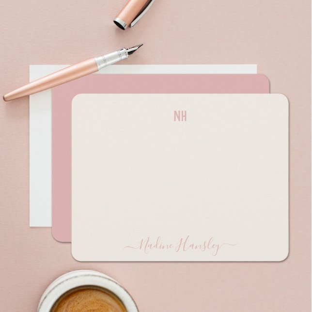 Cartão De Notas Script Moderno do Monograma Pessoal de TEXT PERSON (Criador carregado)