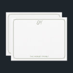 Cartão De Notas Script Monograma Bonito Carta da Família Verde<br><div class="desc">Este design apresenta uma borda dupla fina com espaço para um monograma bonito de script na parte superior e nome/texto na parte inferior. Clique no botão personalizar se quiser ajustar os elementos de design e/ou modificar o texto! Variações deste design, cores adicionais, além de coordenar produtos estão disponíveis em nosso...</div>