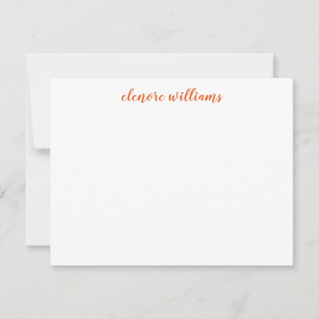 Cartão De Notas Script Simples de Outono Laranja de Na moda Elegan (Frente)