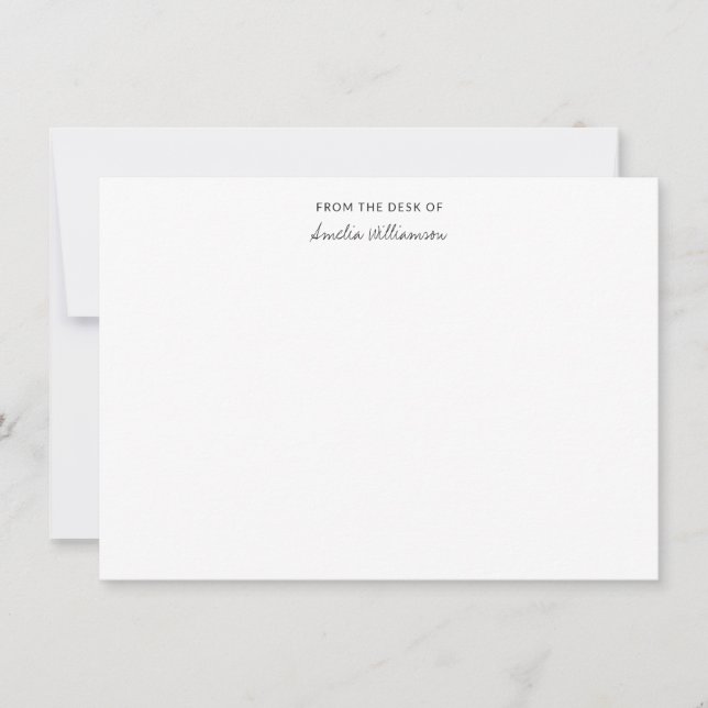 Cartão De Notas Script Simples Manuscrito Da Mesa de Nome Personal (Frente)