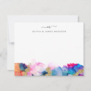 Cartão De Notas Script Swash Monograma Casal Arco-íris Álcool Tint