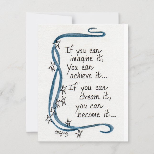 Cartão De Notas Se Consegue Imaginar... dizendo desenho a cores. (Frente)