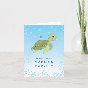 Cartão De Notas Sea Turtle Kid Cute Ocean Animal Stationary Cards