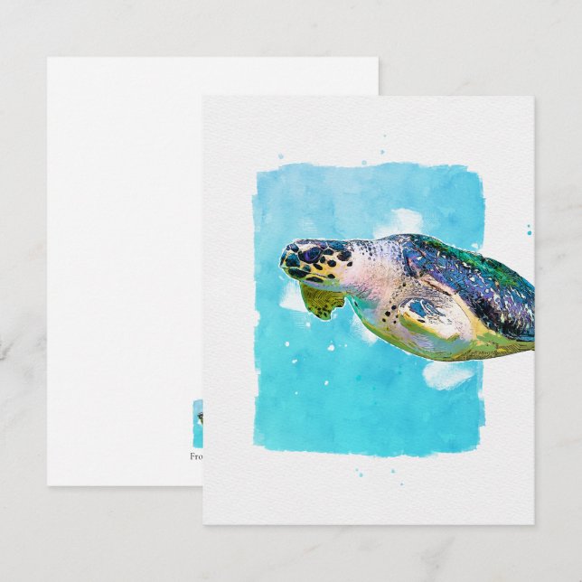 Cartão De Notas Sea Turtle Note Card for Any Occasion (Frente/Verso)