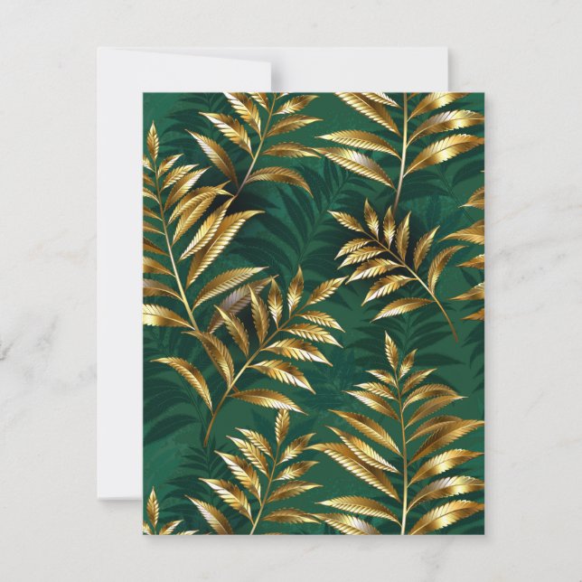 Cartão De Notas Seamless pattern with golden ferns (Frente)