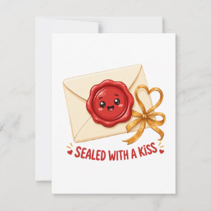 Cartão De Notas Selado Com Um Beijo Design de Carta de Amor Fofo