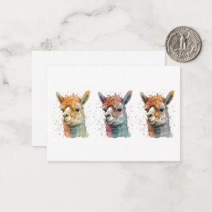 Cartão De Notas série de três alpacas em aquarela