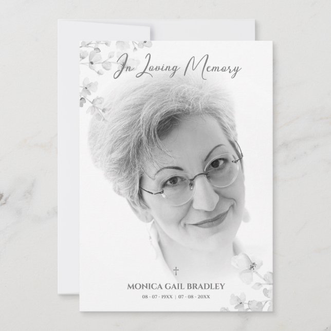 Cartão De Notas Serviço de Lembrança de Fotos Preto e Branco Caros (Frente)