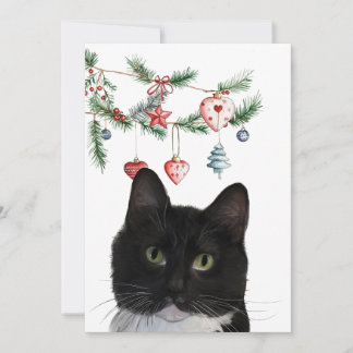 Cartão De Notas Set of Holiday Note Cards 5x7 Tuxedo Cat
