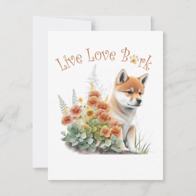 Cartão De Notas Shiba Inu Cão Mãe Floral (Frente)