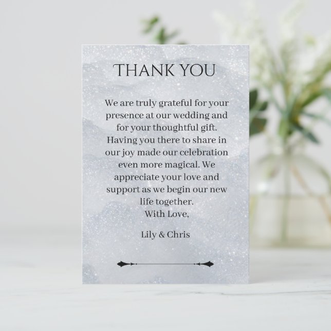 Cartão De Notas Shimmering Filigree Thank You Card (Em pé/Frente)