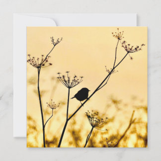 Cartão De Notas Silhouette of chickadee perched against gold light