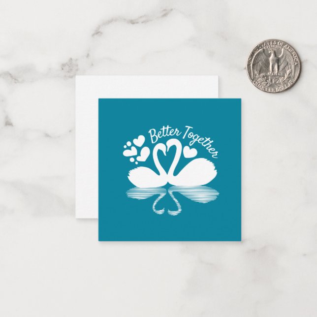 Cartão De Notas Silhueta do Cisne do casal na Água (Frente/Verso In Situ)