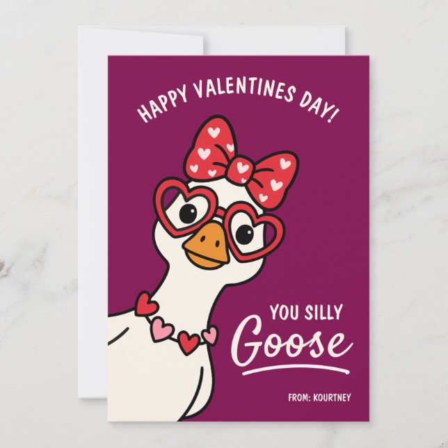 Cartão De Notas Silly Goose Kids Classroom Valentines Day (Frente)