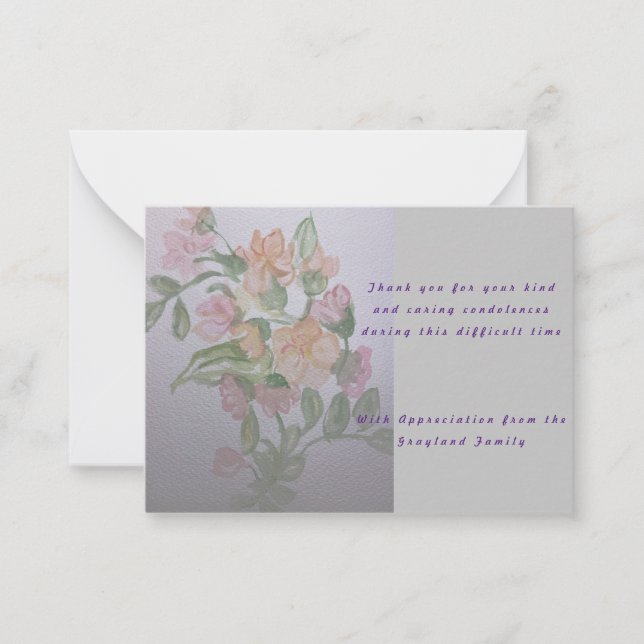 Cartão De Notas simpatia condolências obrigado poem você (Frente)