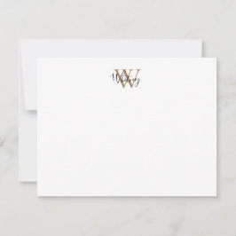Cartão De Notas Simple Chic Preto Dourado Monograma Nome Script 