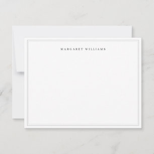Cartão De Notas Simple Elegant Formal Grey Border Full Name 