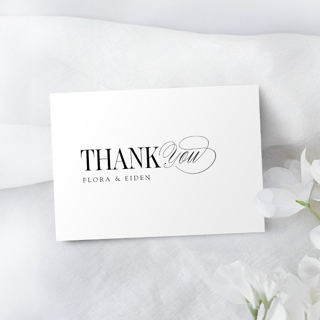 Cartão De Notas Simple Elegant Timeless Typography Thank You (Simple Elegant Timeless Typography Thank You Note Card)