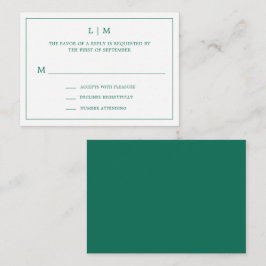 Cartão De Notas Simple Emerald Green Elegant Wedding Mini RSVP