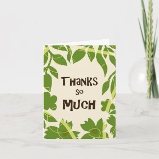Cartão De Notas Simple Floral Green leaves Thank You Card