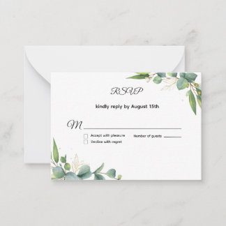 Cartão De Notas Simple Greenery Eucalyptus Wedding RSVP Card