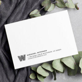 Cartão De Notas Simple Lines Monogram Initial Name Classic Black