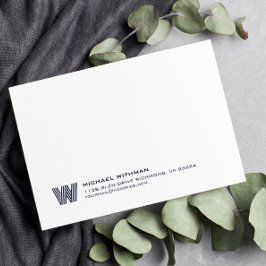 Cartão De Notas Simple Lines Monogram Initial Name DARK BLUE