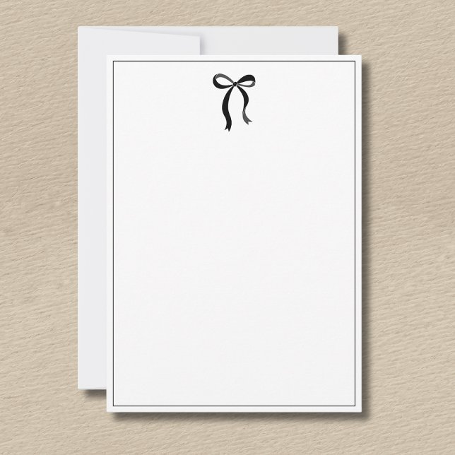 Cartão De Notas Simple Minimalist Black Bow Thin Border No text (Criador carregado)
