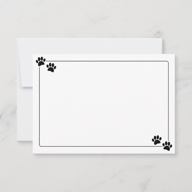 Cartão De Notas Simple Minimalist Blank With Border Dog Paw Prints (Frente)