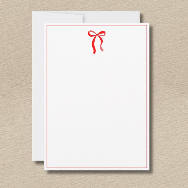 Cartão De Notas Simple Neon Red Bow Thin Border No text (Criador carregado)