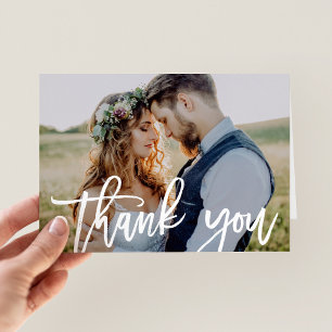 Cartão De Notas Simple Photo Overlay Wedding Thank You